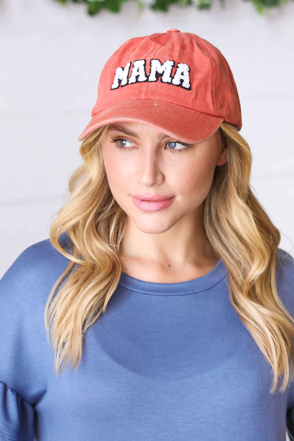 Rust Tangerine Cotton "MAMA" Adjustable Baseball Cap