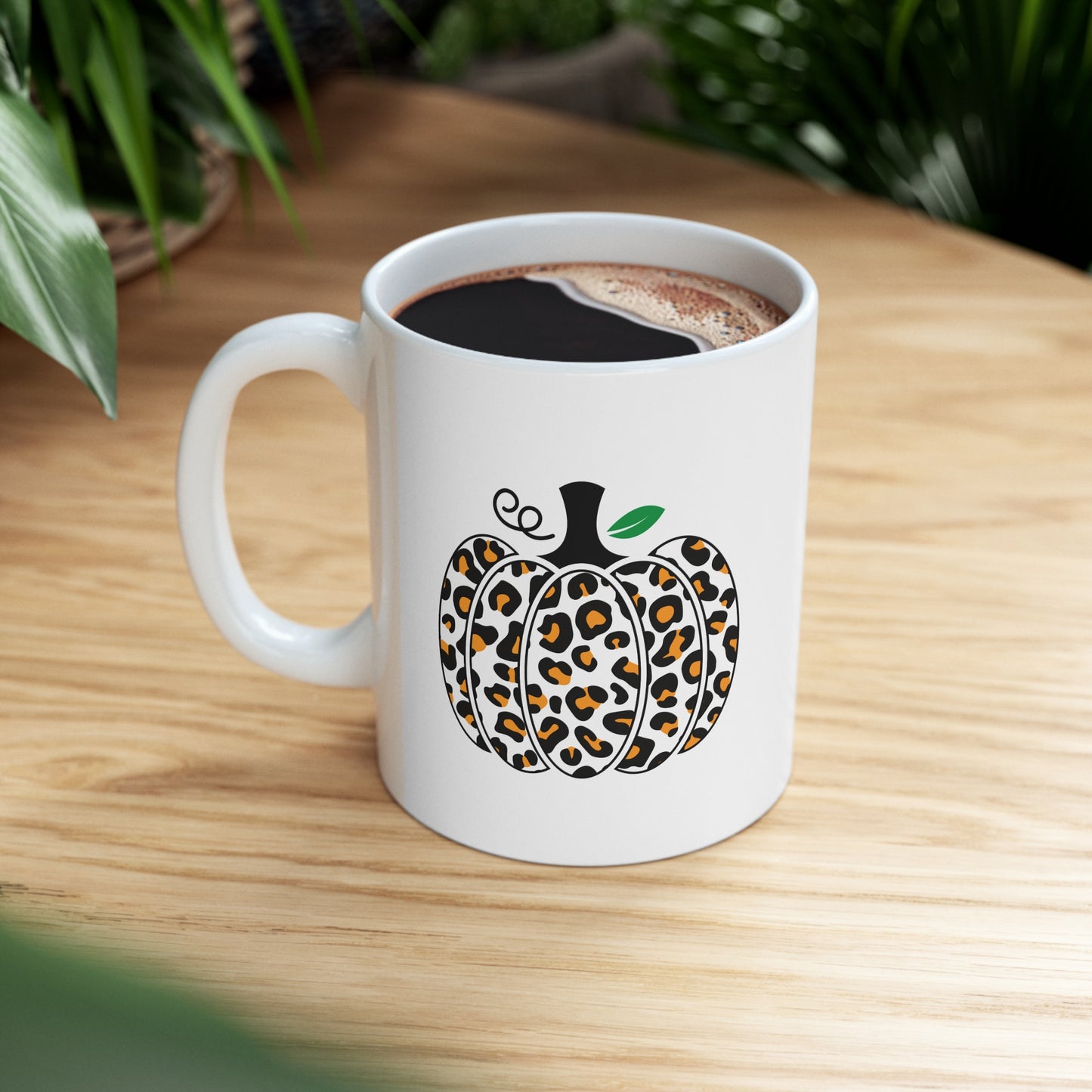 Fall Leopard Print Pumpkin Ceramic Mug 11oz