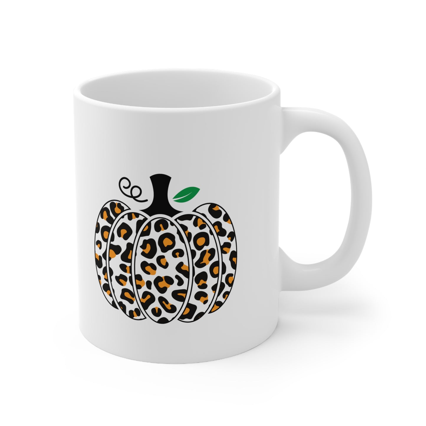 Fall Leopard Print Pumpkin Ceramic Mug 11oz