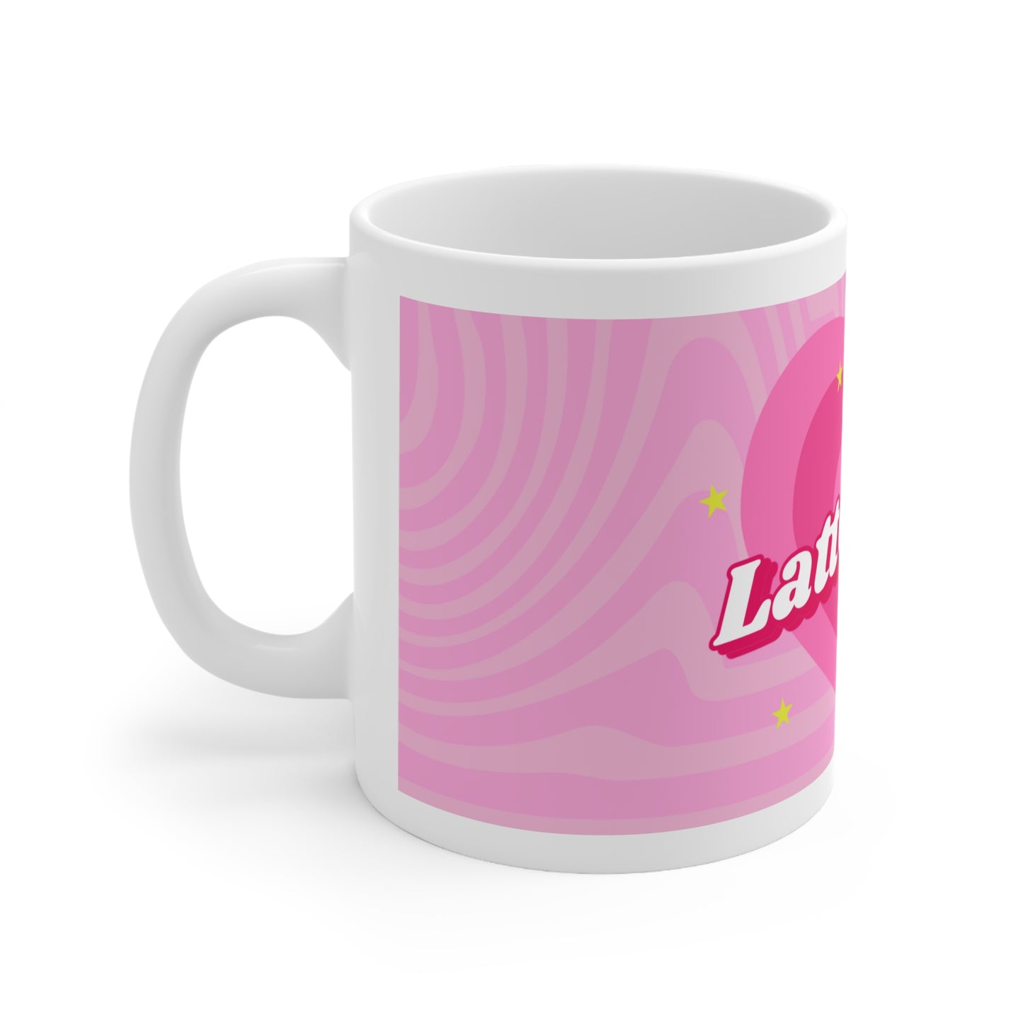 Latte Love Pink Design Ceramic Mug 11oz