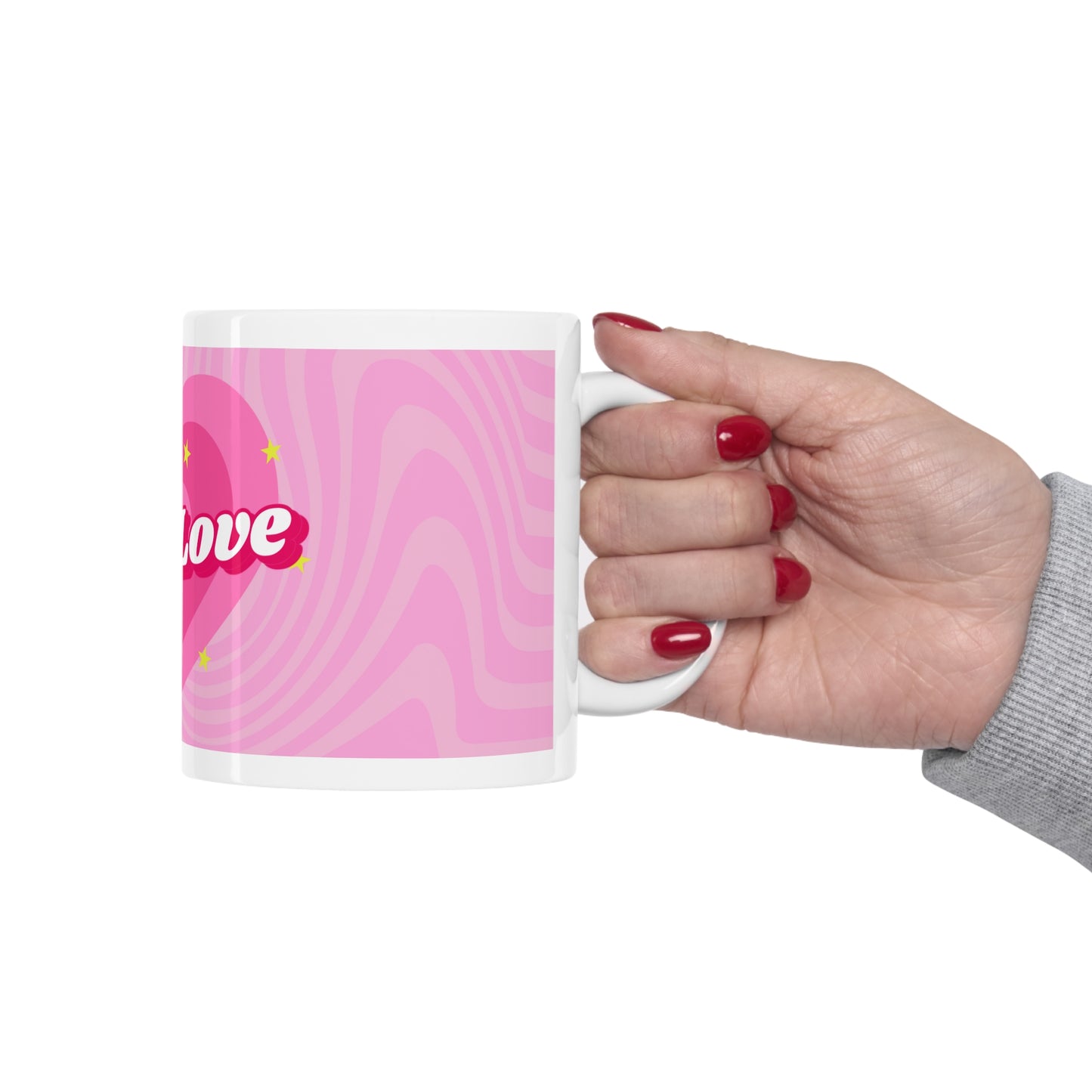 Latte Love Pink Design Ceramic Mug 11oz