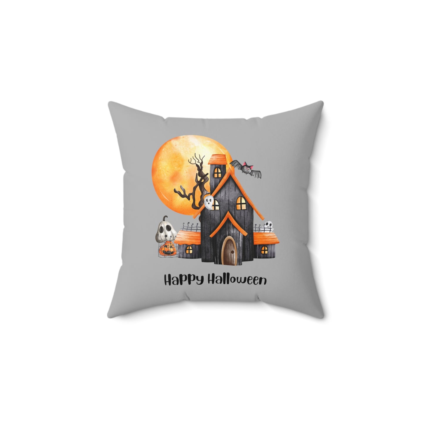 Happy Halloween Decorative Spun Polyester Square Pillow