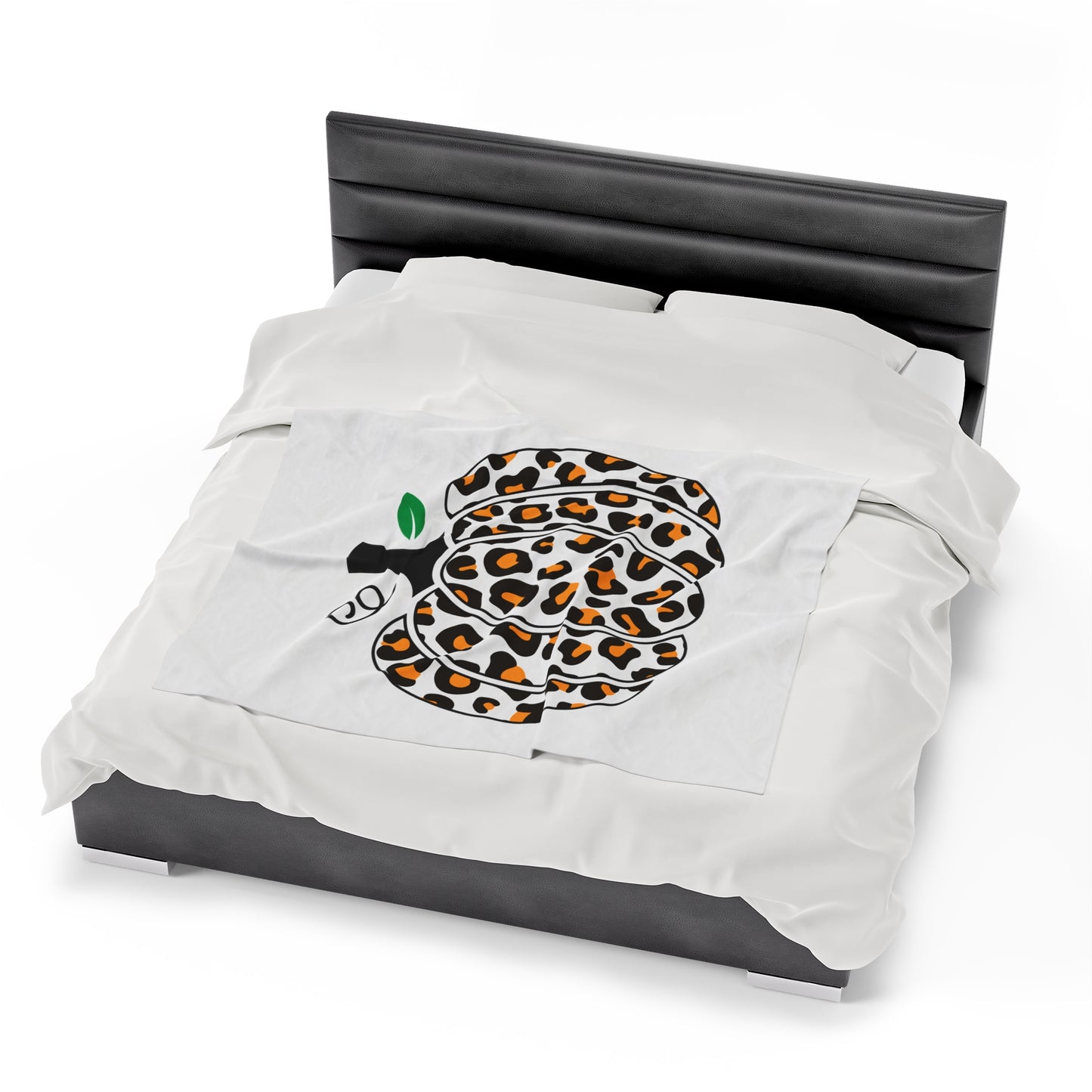 Fall Leopard Print Pumpkin Velveteen Plush Blanket