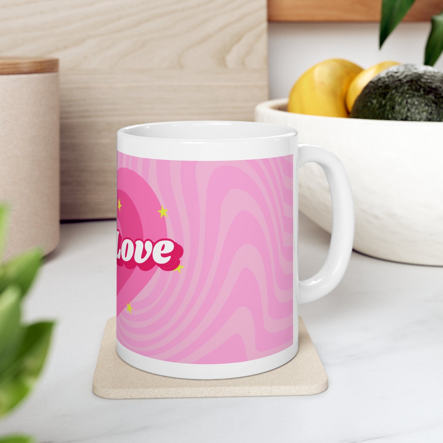 Latte Love Pink Design Ceramic Mug 11oz