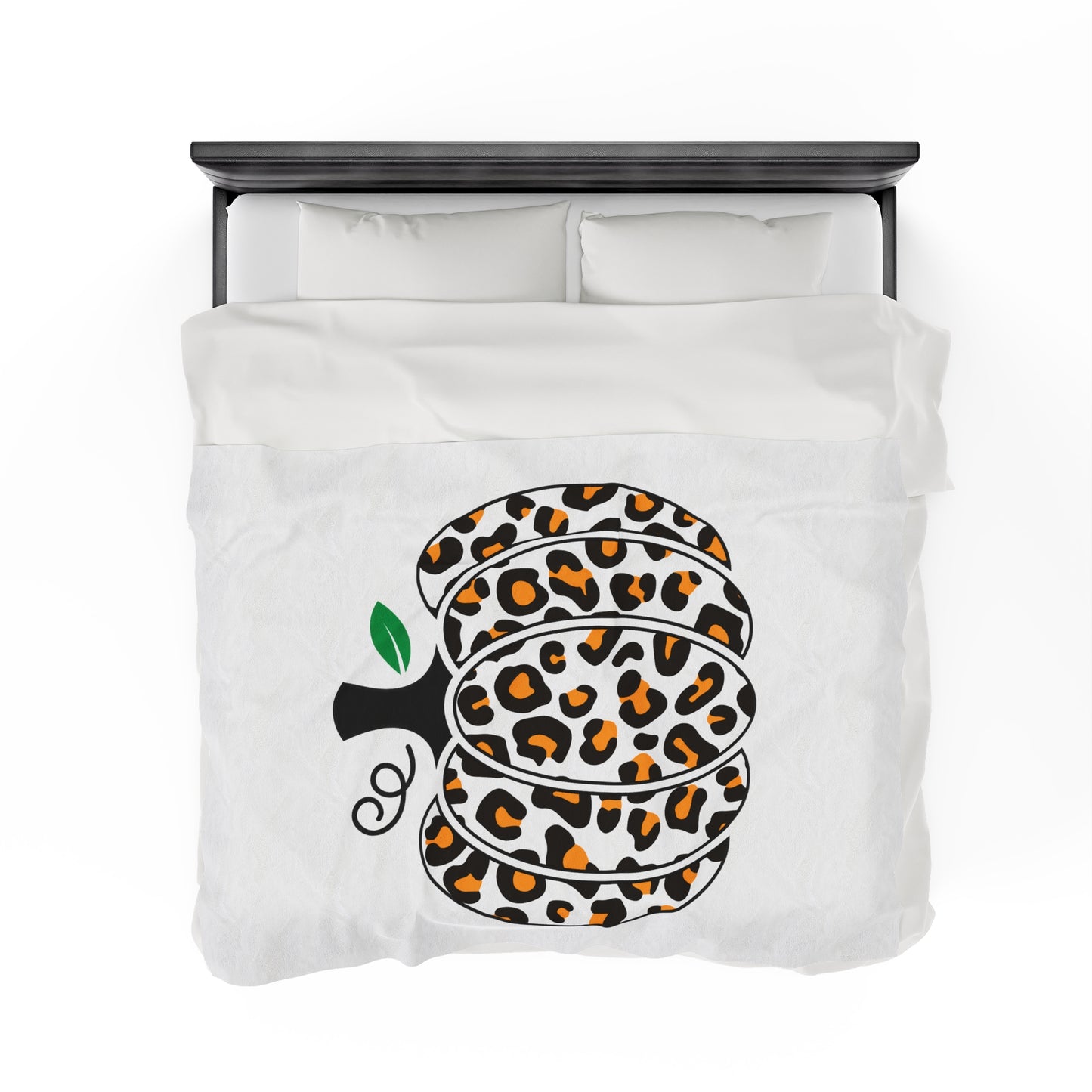 Fall Leopard Print Pumpkin Velveteen Plush Blanket