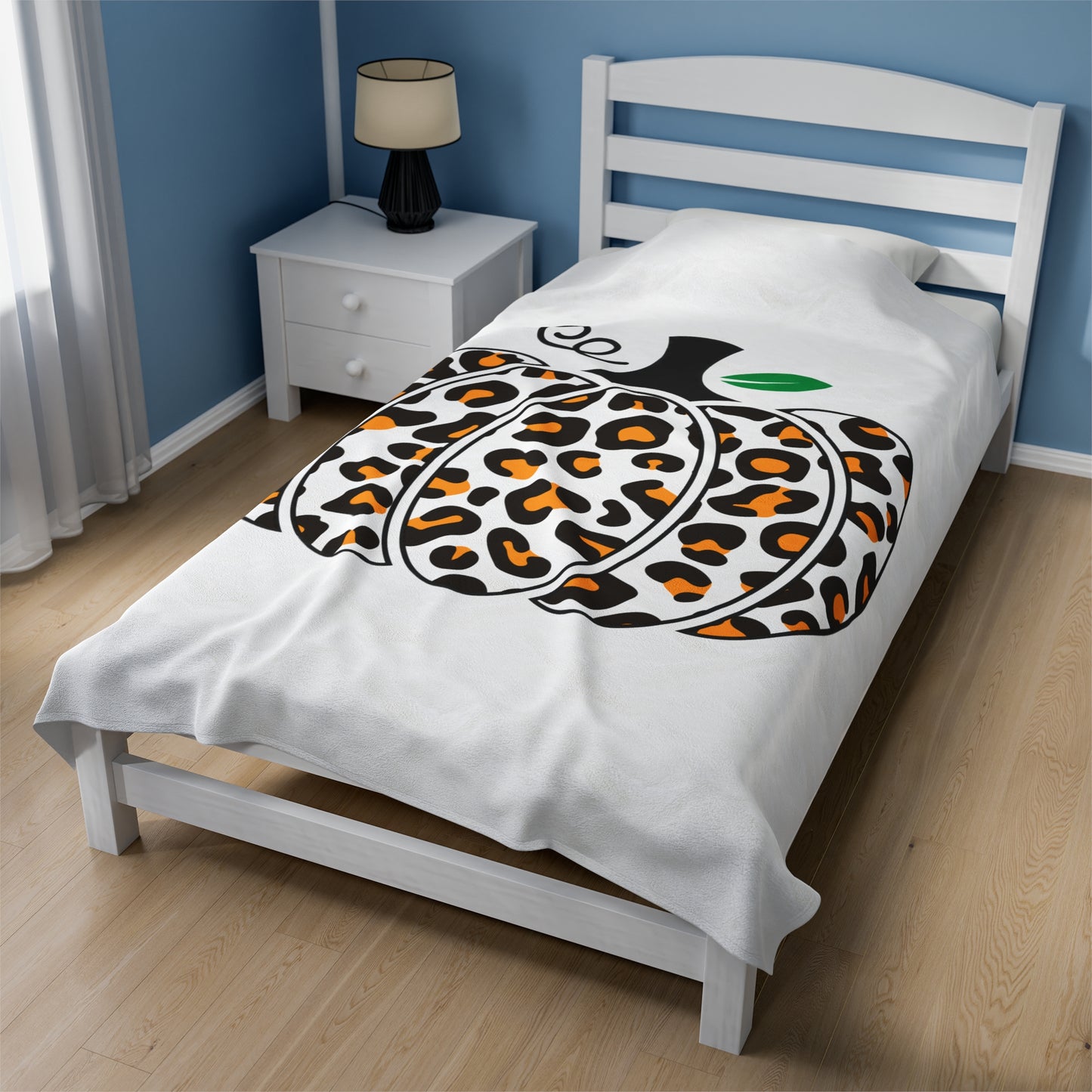 Fall Leopard Print Pumpkin Velveteen Plush Blanket