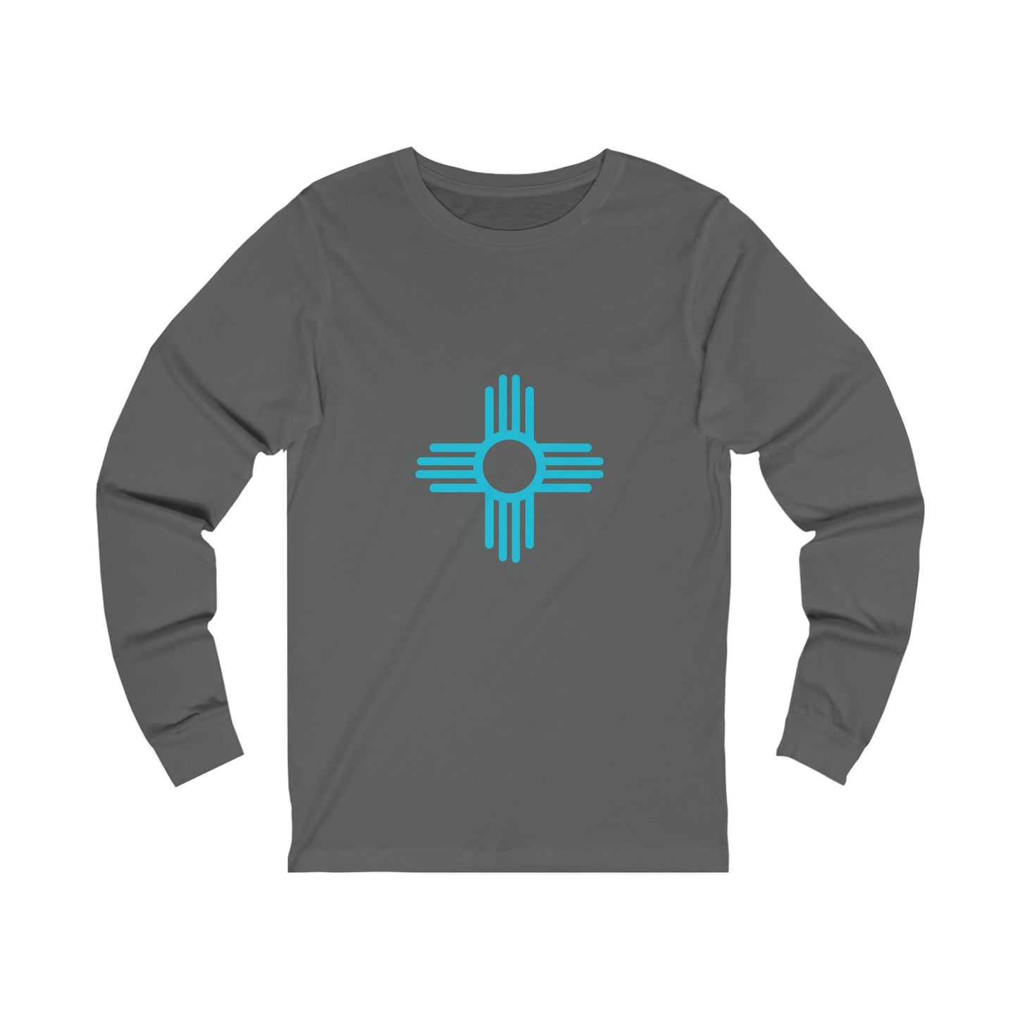 Zia Symbol Long Sleeved TShirt with Turquoise Design