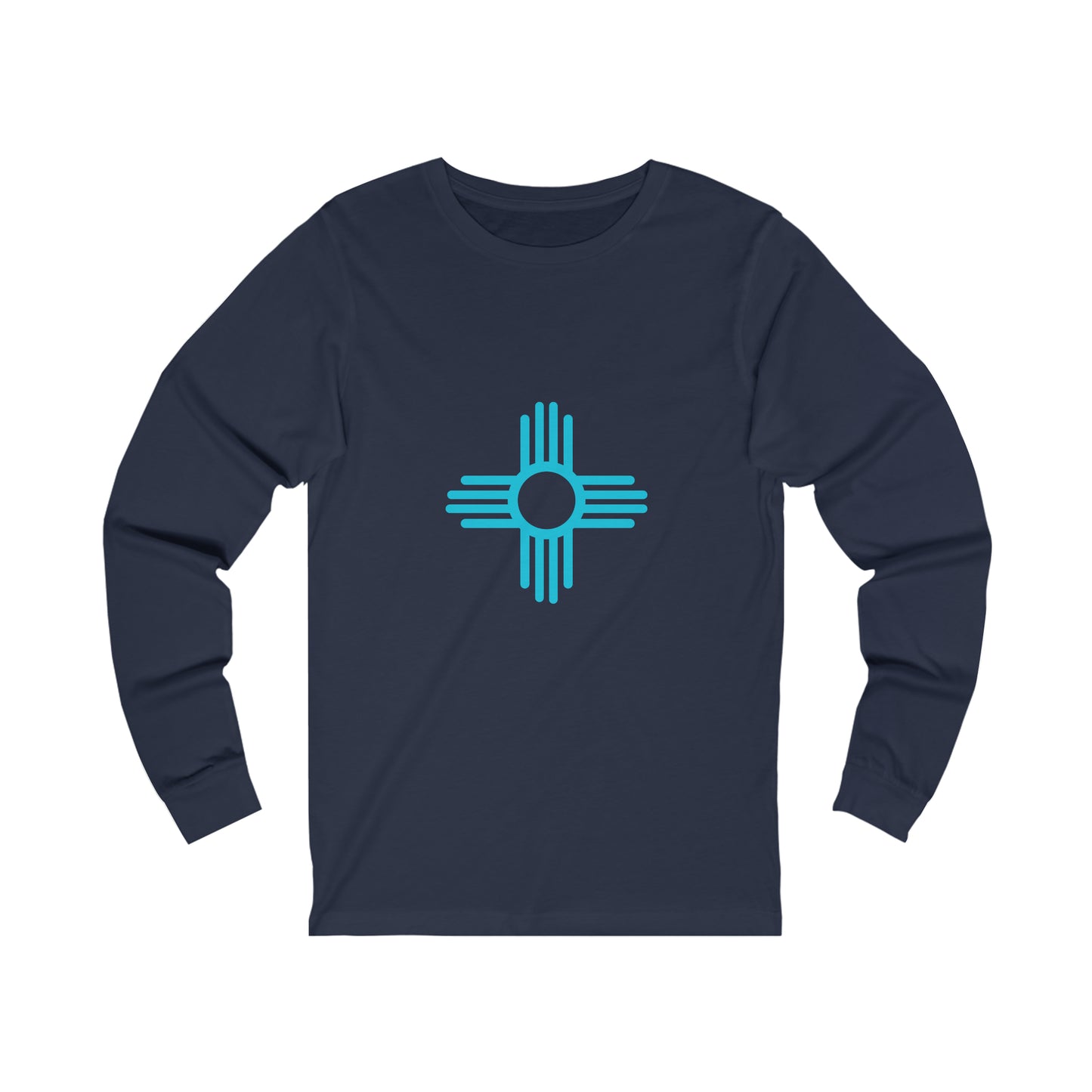 Zia Symbol Long Sleeved TShirt with Turquoise Design