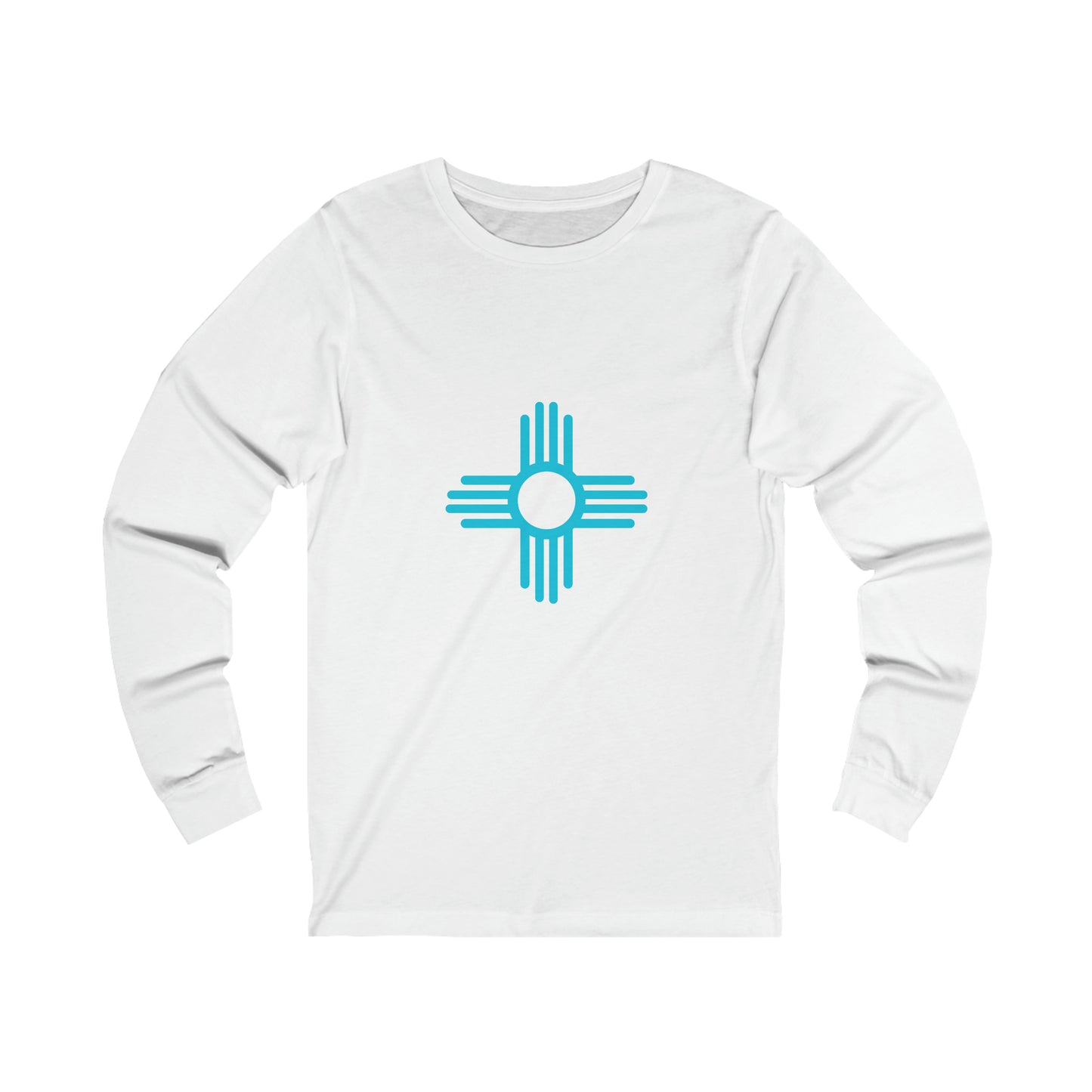 Zia Symbol Long Sleeved TShirt with Turquoise Design