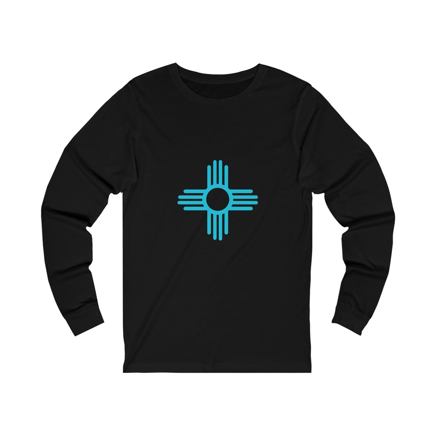 Zia Symbol Long Sleeved TShirt with Turquoise Design