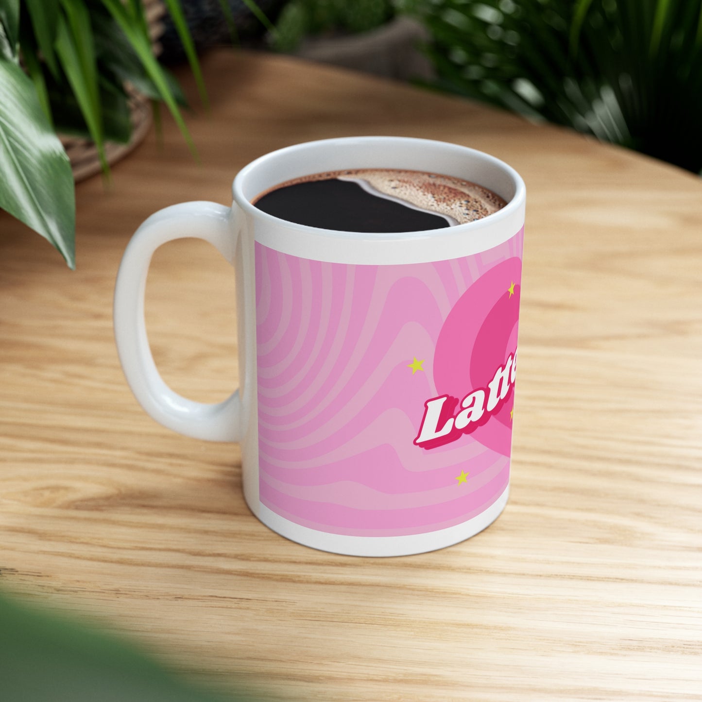 Latte Love Pink Design Ceramic Mug 11oz