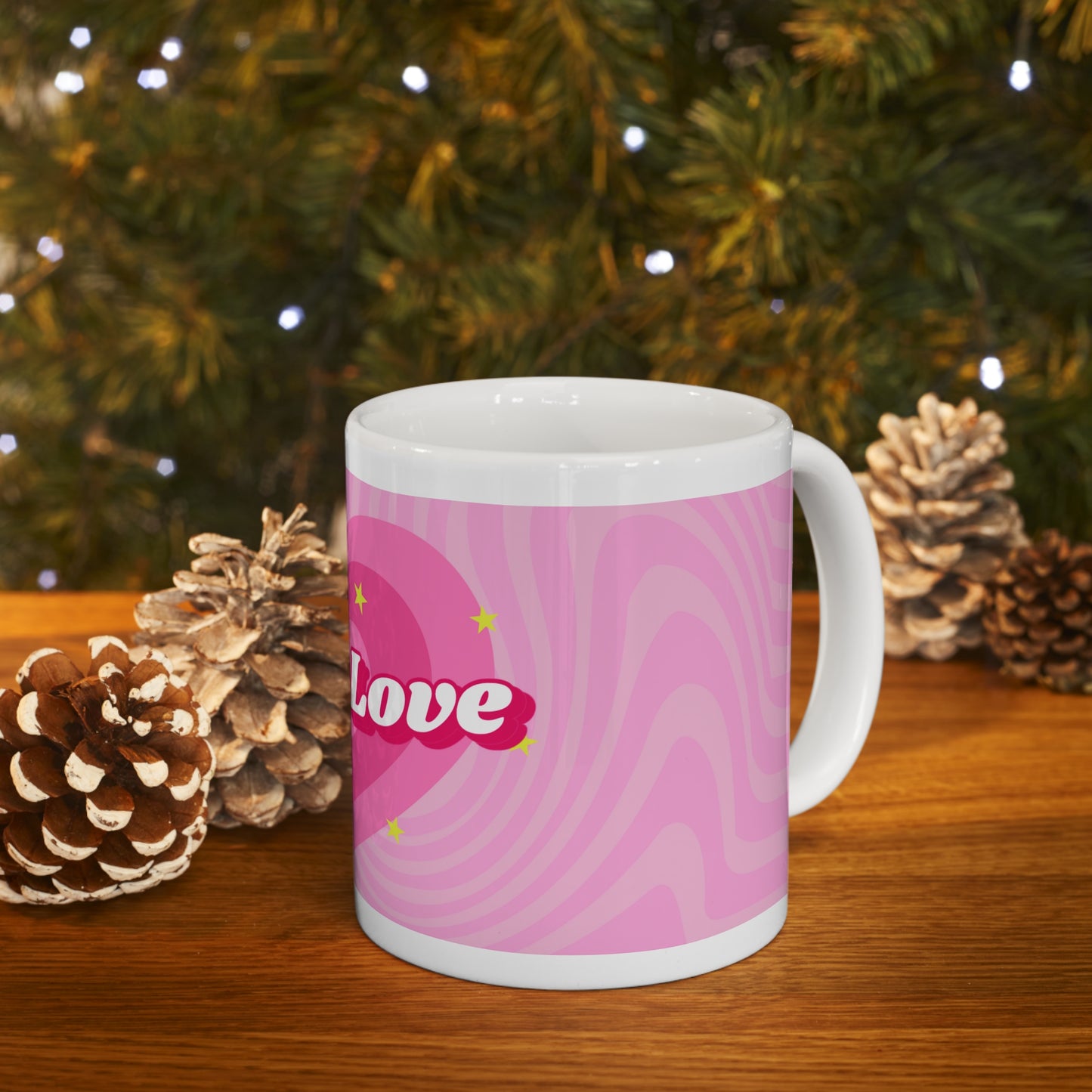 Latte Love Pink Design Ceramic Mug 11oz