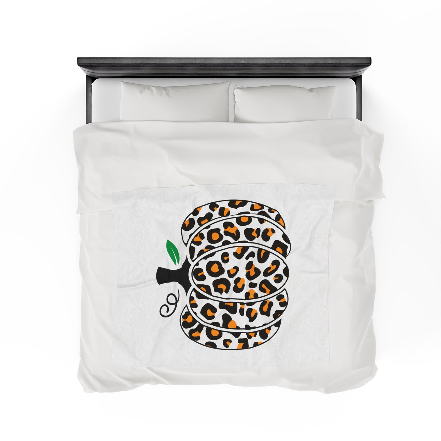 Fall Leopard Print Pumpkin Velveteen Plush Blanket