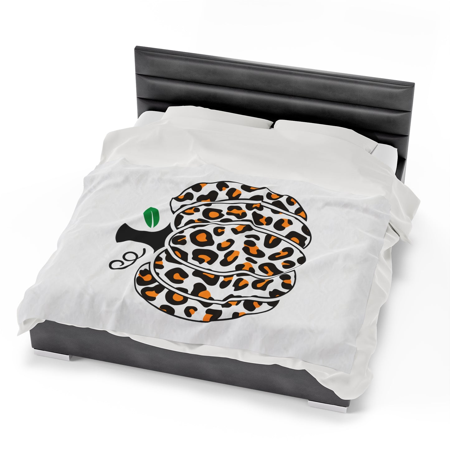 Fall Leopard Print Pumpkin Velveteen Plush Blanket