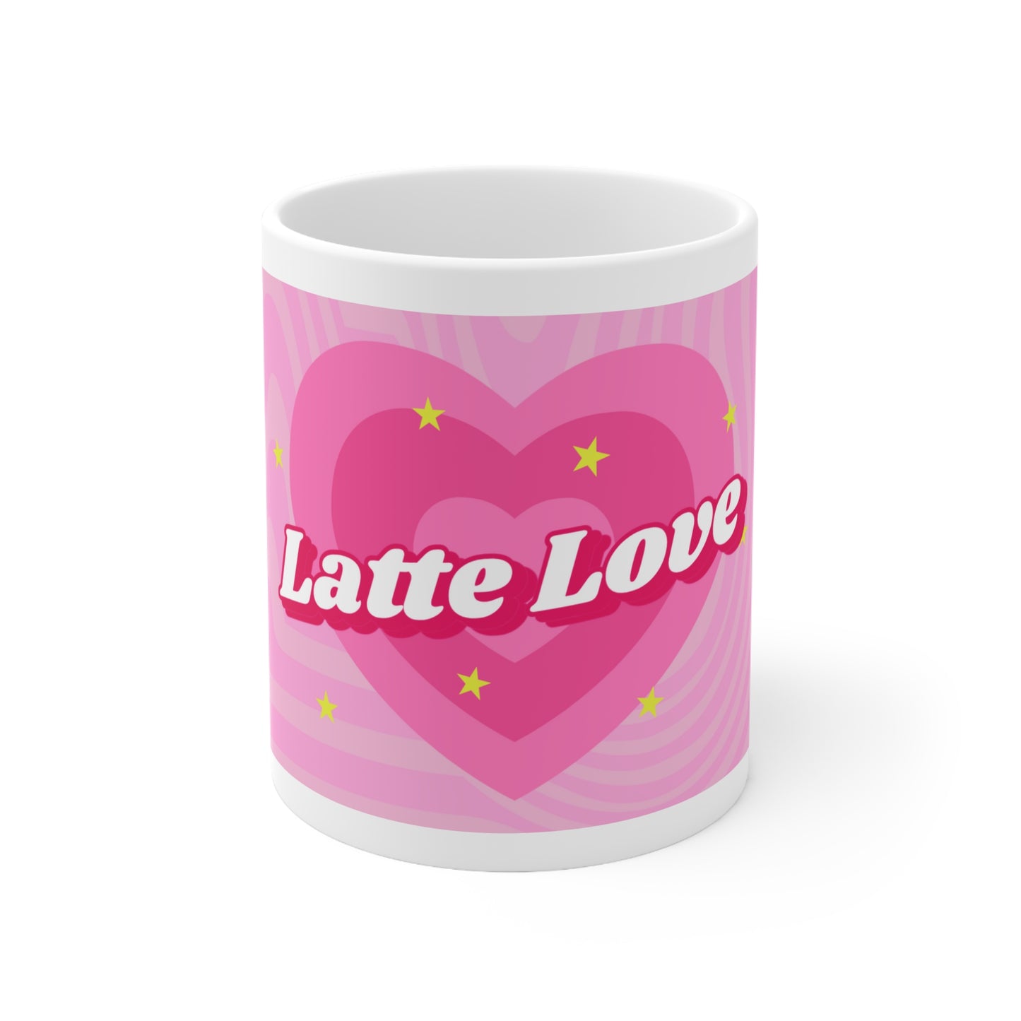 Latte Love Pink Design Ceramic Mug 11oz