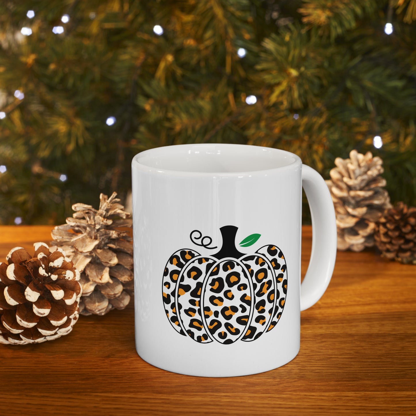 Fall Leopard Print Pumpkin Ceramic Mug 11oz