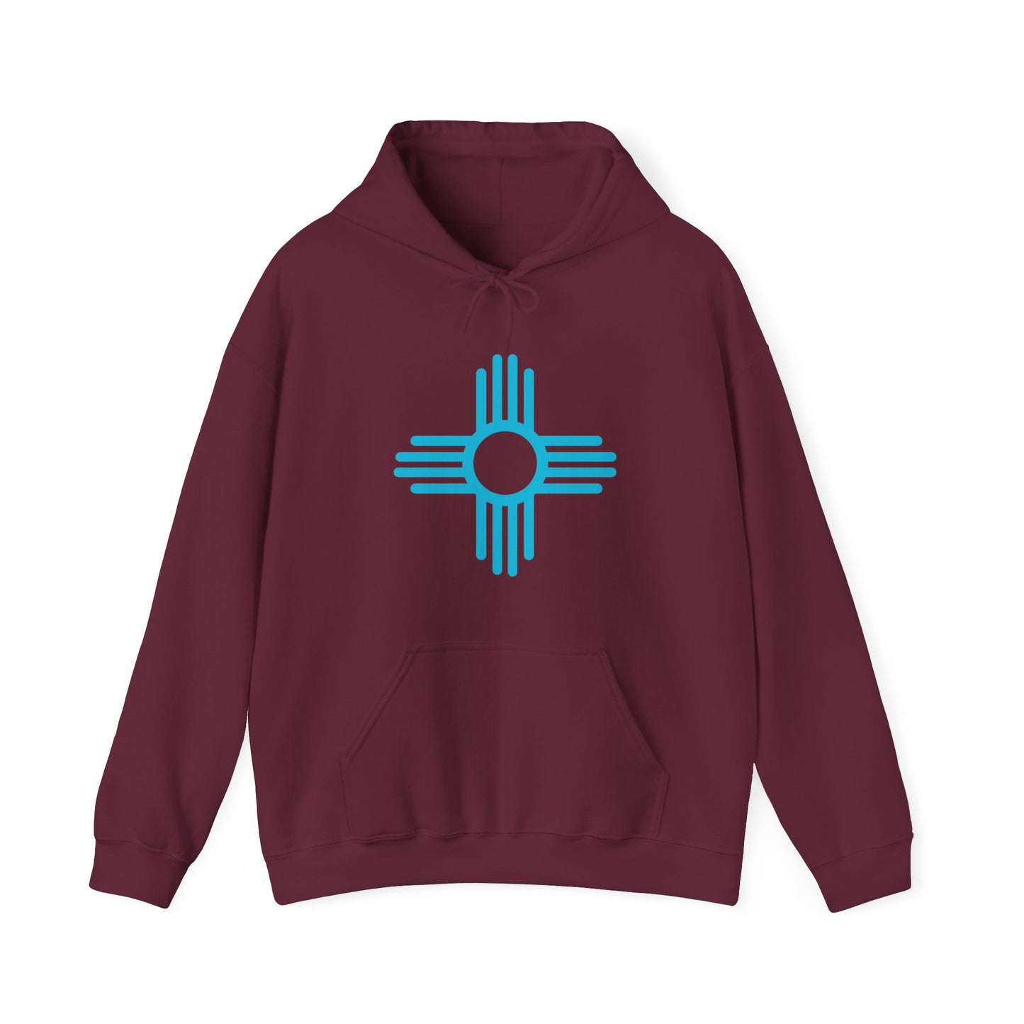 Turquoise Zia Symbol Pull-Over Hoodie Unisex