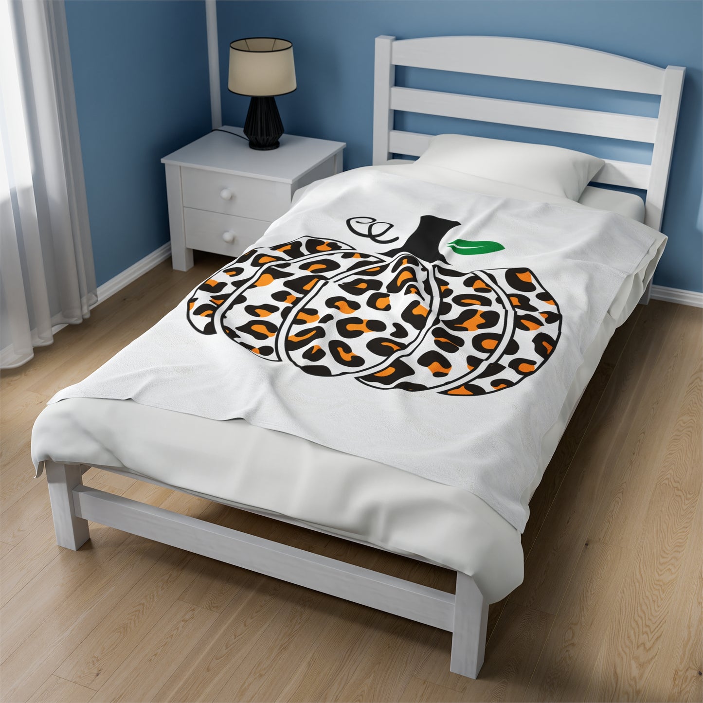 Fall Leopard Print Pumpkin Velveteen Plush Blanket