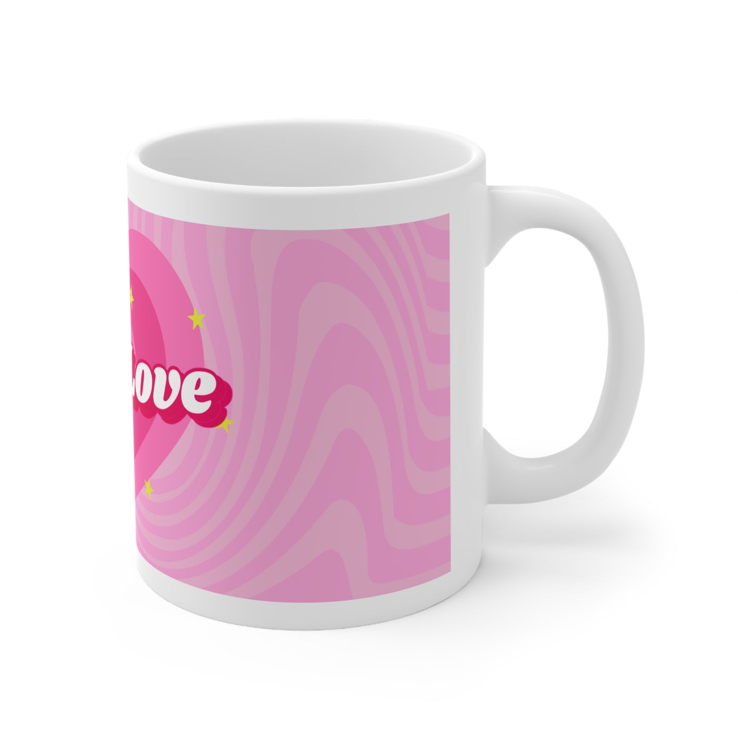 Latte Love Pink Design Ceramic Mug 11oz