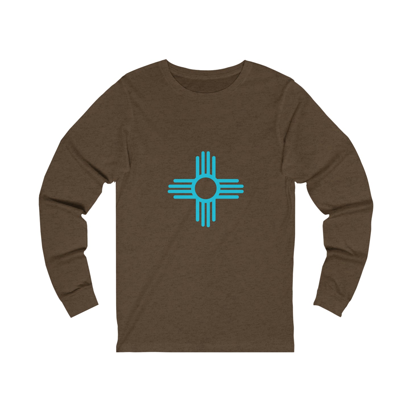 Zia Symbol Long Sleeved TShirt with Turquoise Design