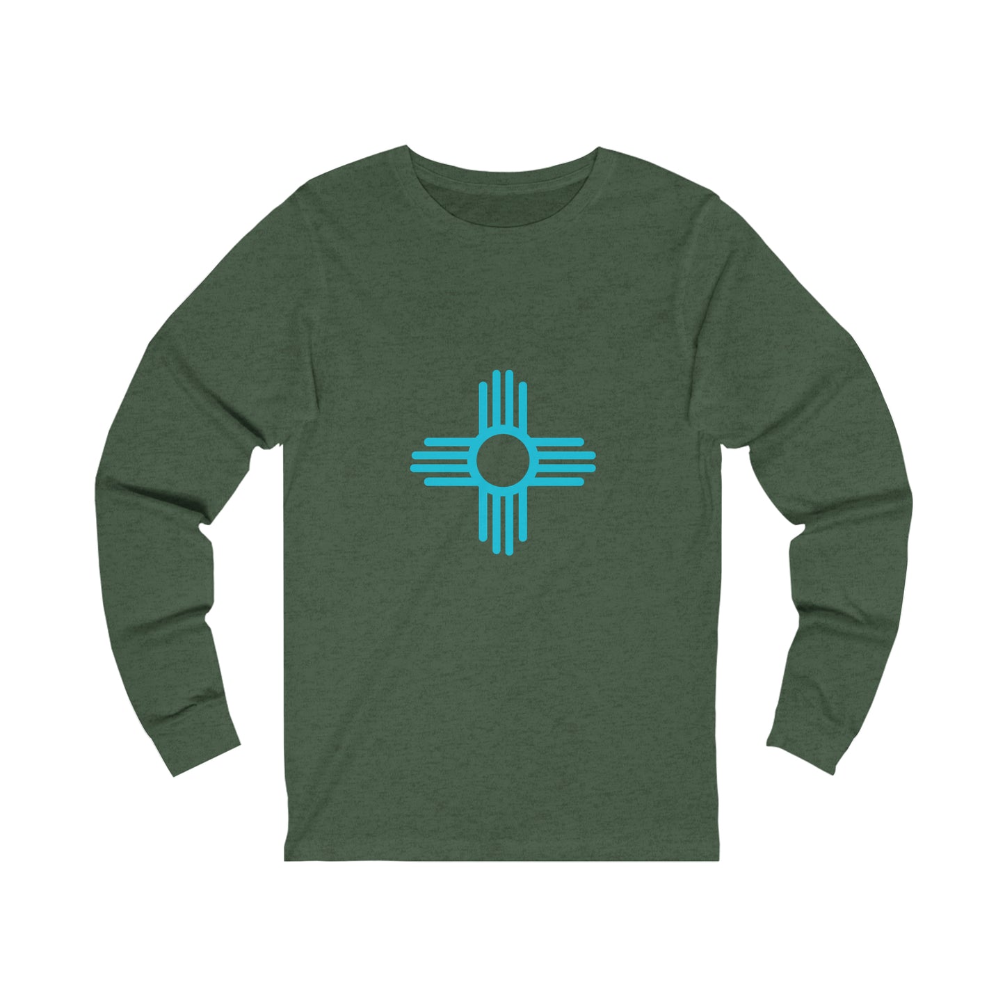 Zia Symbol Long Sleeved TShirt with Turquoise Design