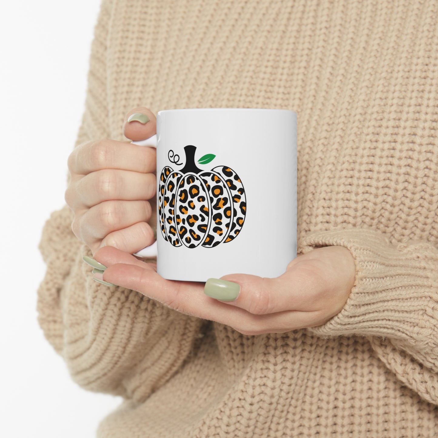 Fall Leopard Print Pumpkin Ceramic Mug 11oz