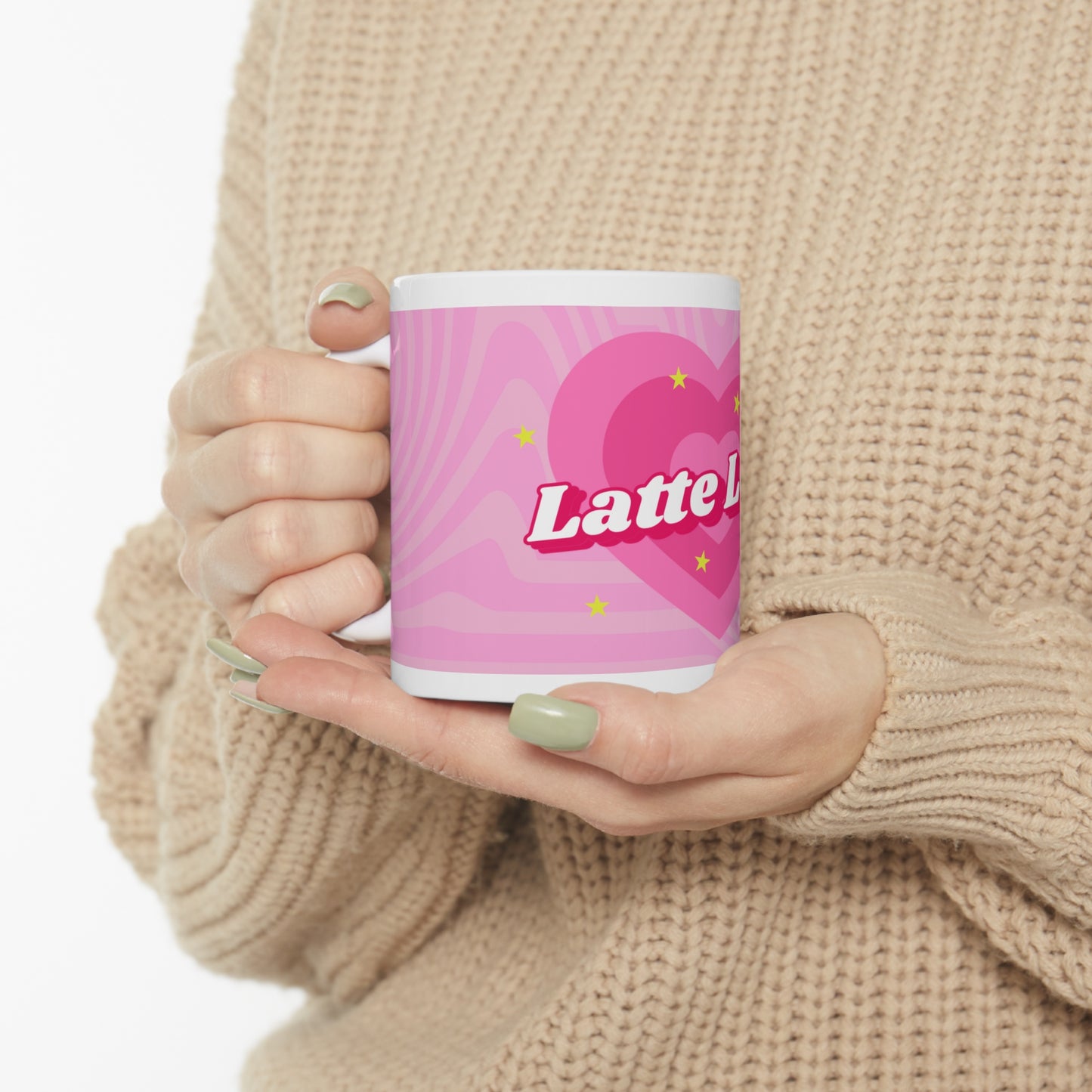 Latte Love Pink Design Ceramic Mug 11oz