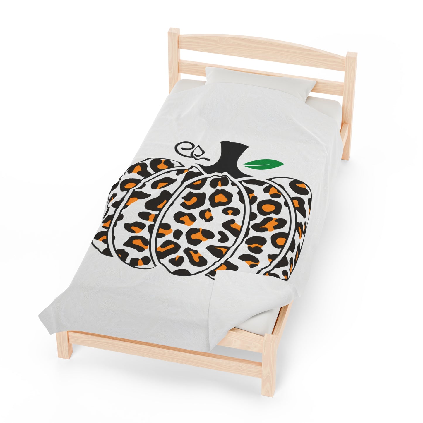 Fall Leopard Print Pumpkin Velveteen Plush Blanket