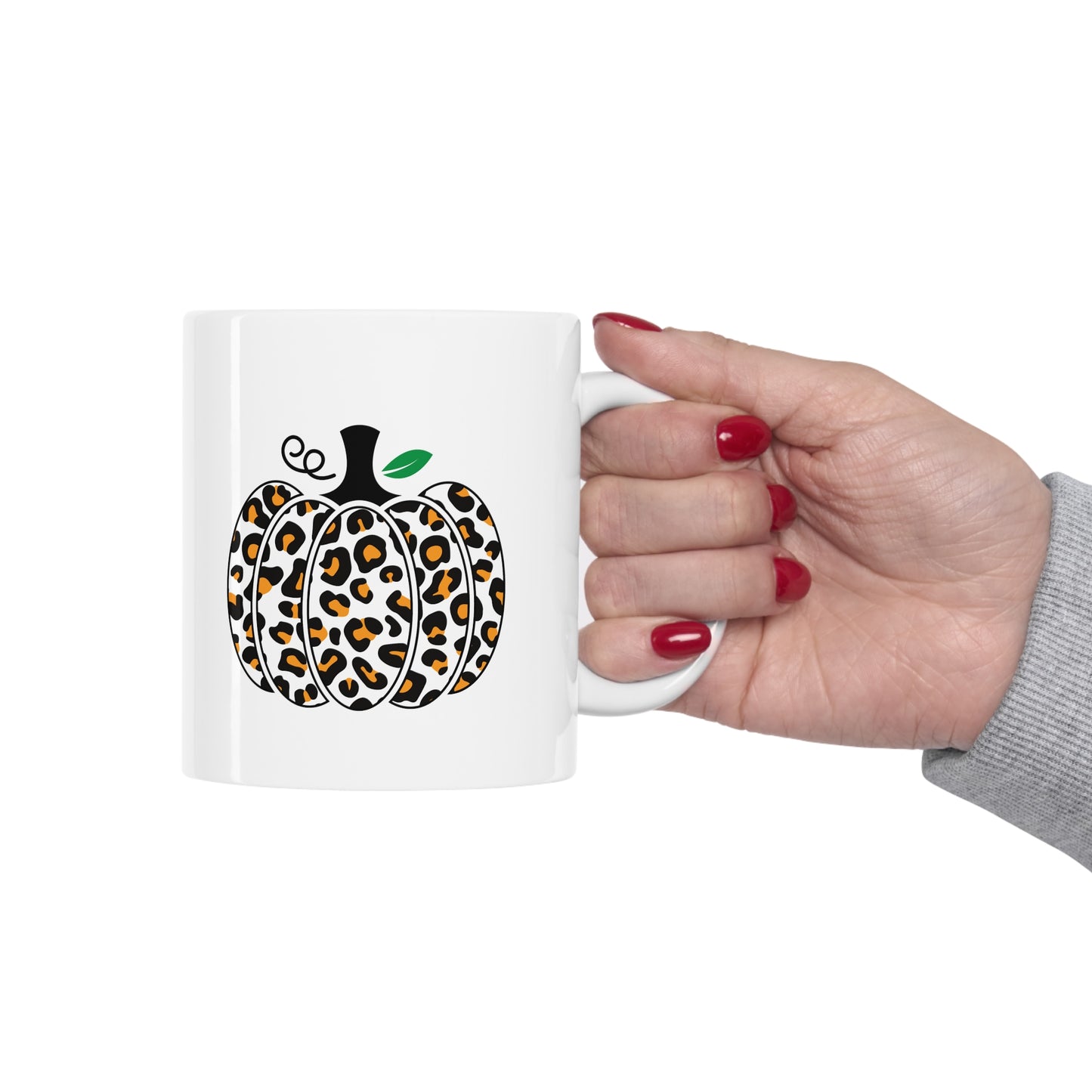 Fall Leopard Print Pumpkin Ceramic Mug 11oz