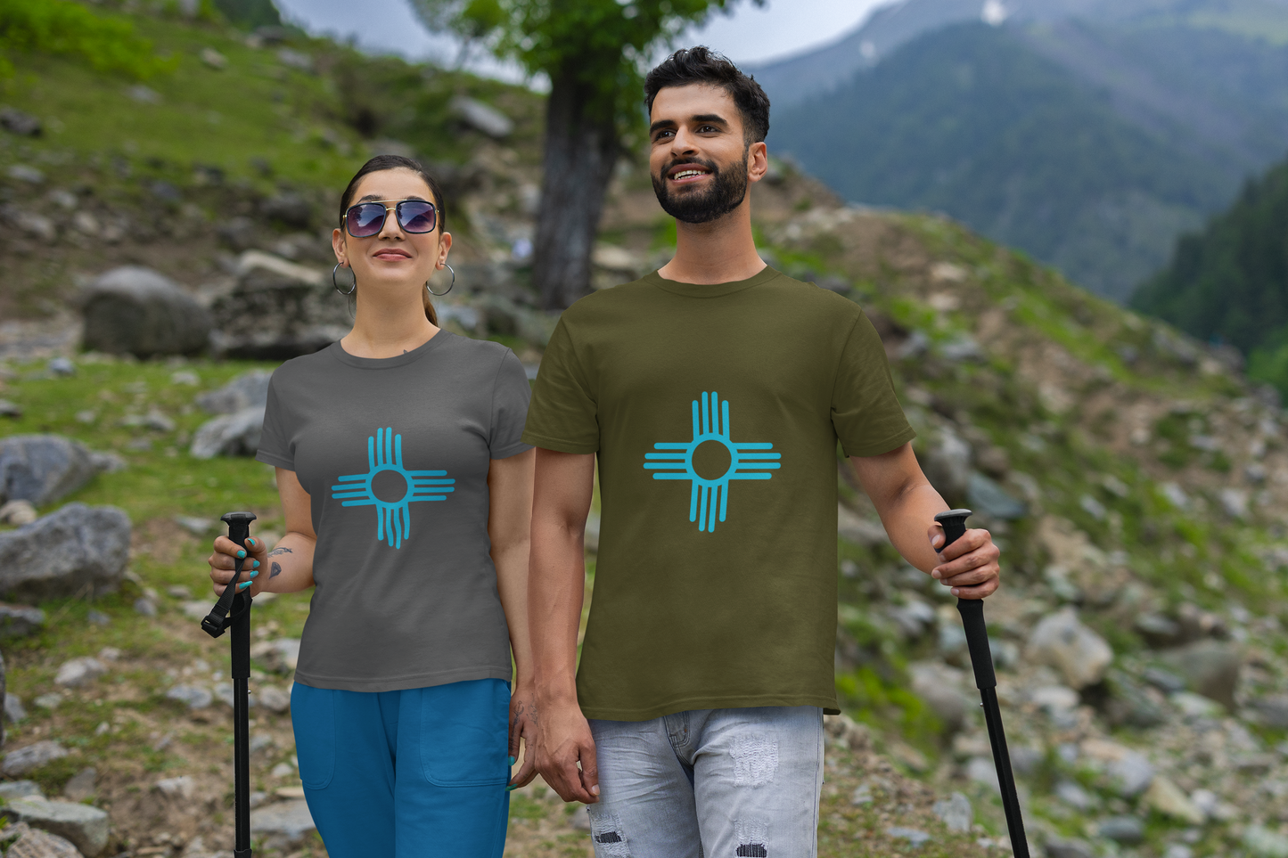 Zia Symbol Tshirt with Turquoise Design