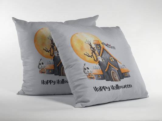 Happy Halloween Decorative Spun Polyester Square Pillow